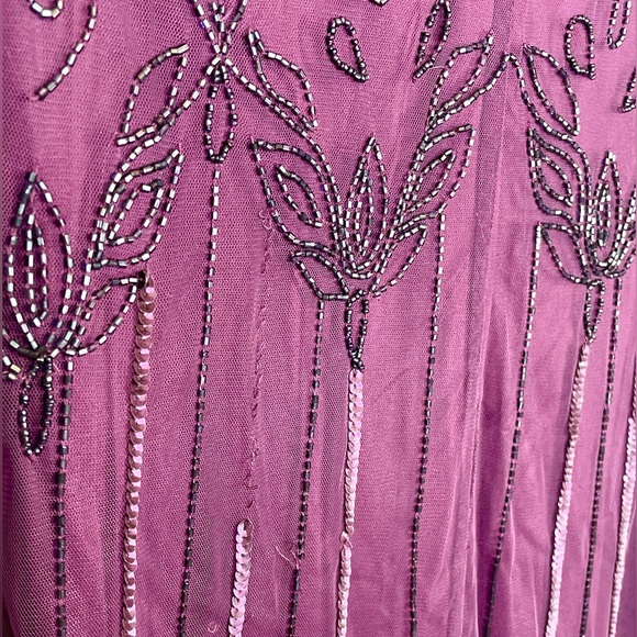 ADRIANNA PAPELL Womens Sequined Long Evening Gown Purple Size 8 - Picture 8 of 13